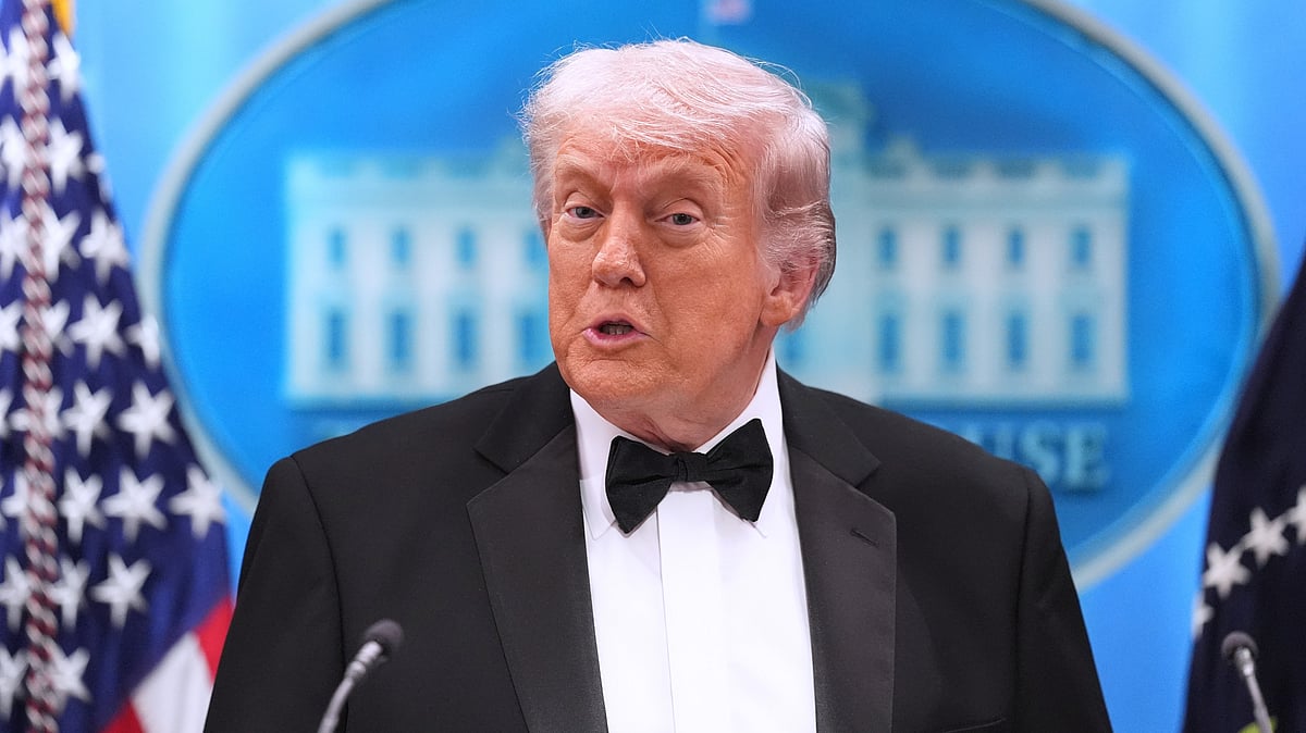 Donald Trump addresses press after security scare at WH Correspondents’ Dinner.