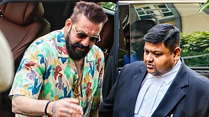 Actor Sanjay Dutt arrives at the NCW office following the summons in New Delhi, 27 April