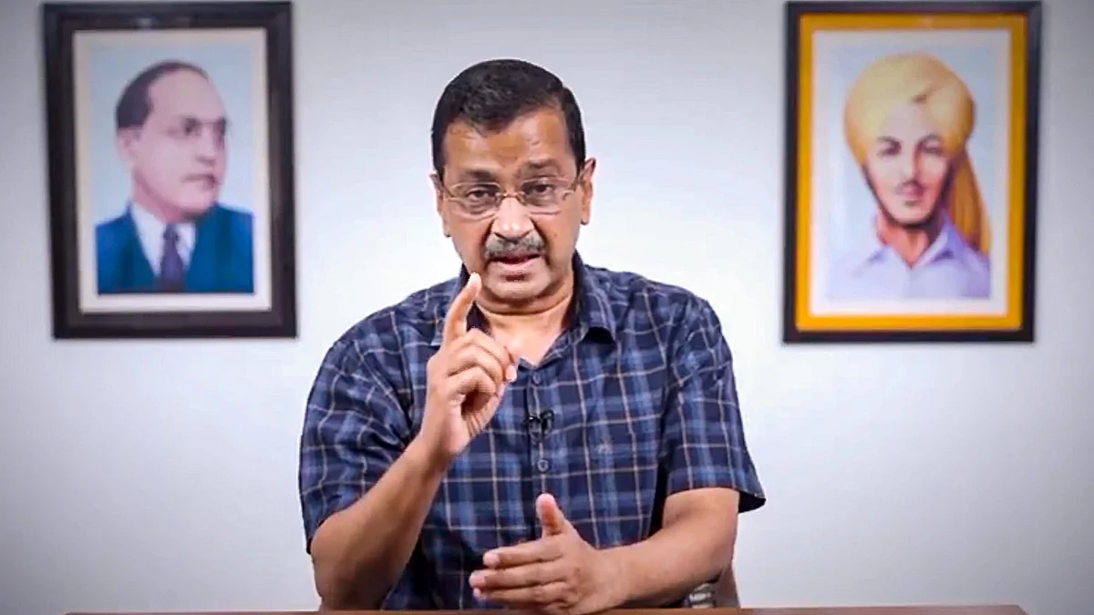 Screengrab from a video in which Arvind Kejriwal speaks on Justice Swarna Kanta Sharma
