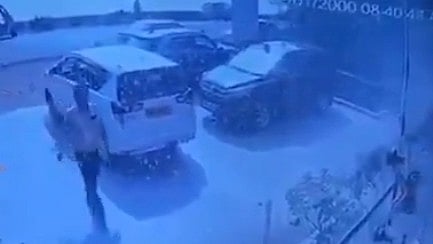 A CCTV screen grab showing IPS officer Parmar Smith Parshottamdas