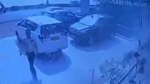 A CCTV screen grab showing IPS officer Parmar Smith Parshottamdas