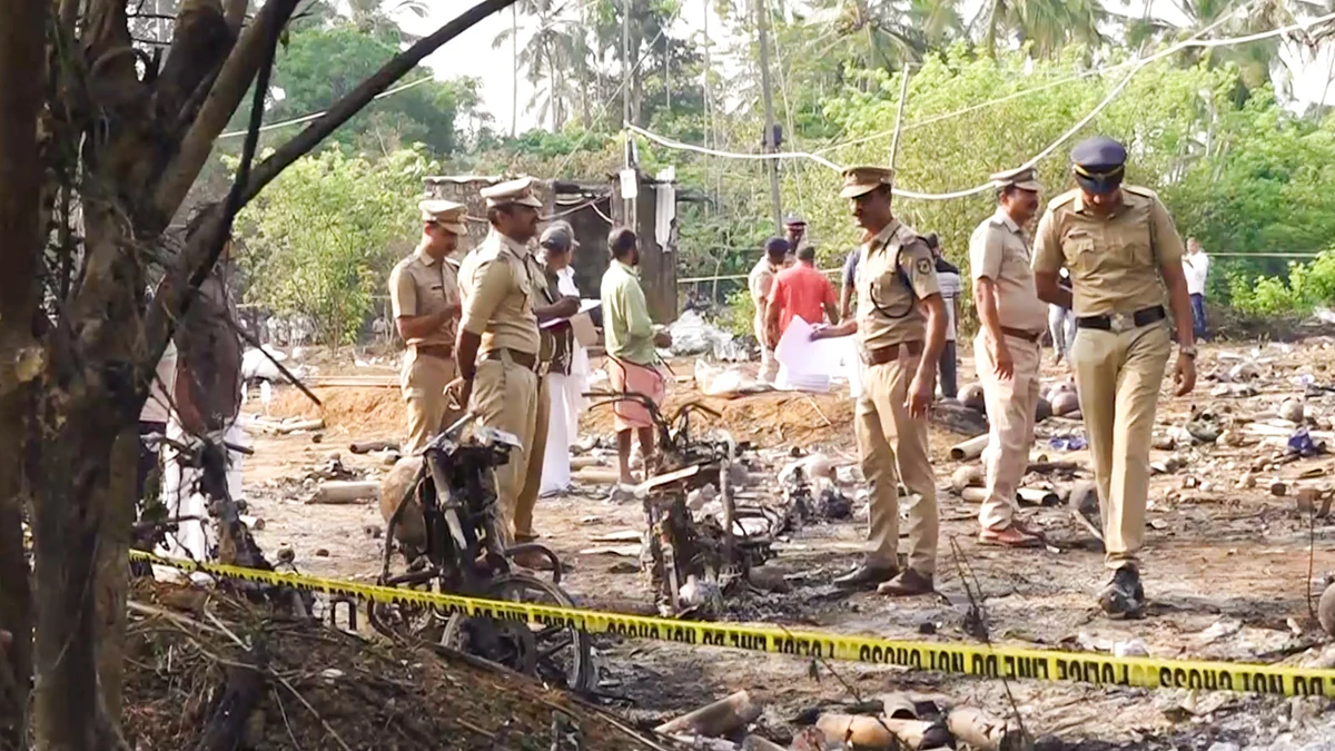 Police officials conduct a search operation in Thrissur.