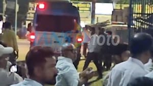 Ramdhani Yadav being taken to Jawaharlal Nehru Medical College and Hospital.