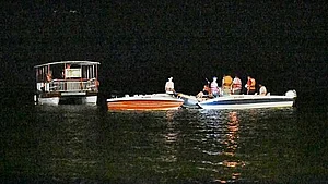 A tourist vessel overturned following a storm