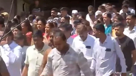 Protestors taking out a march in Nasrapur