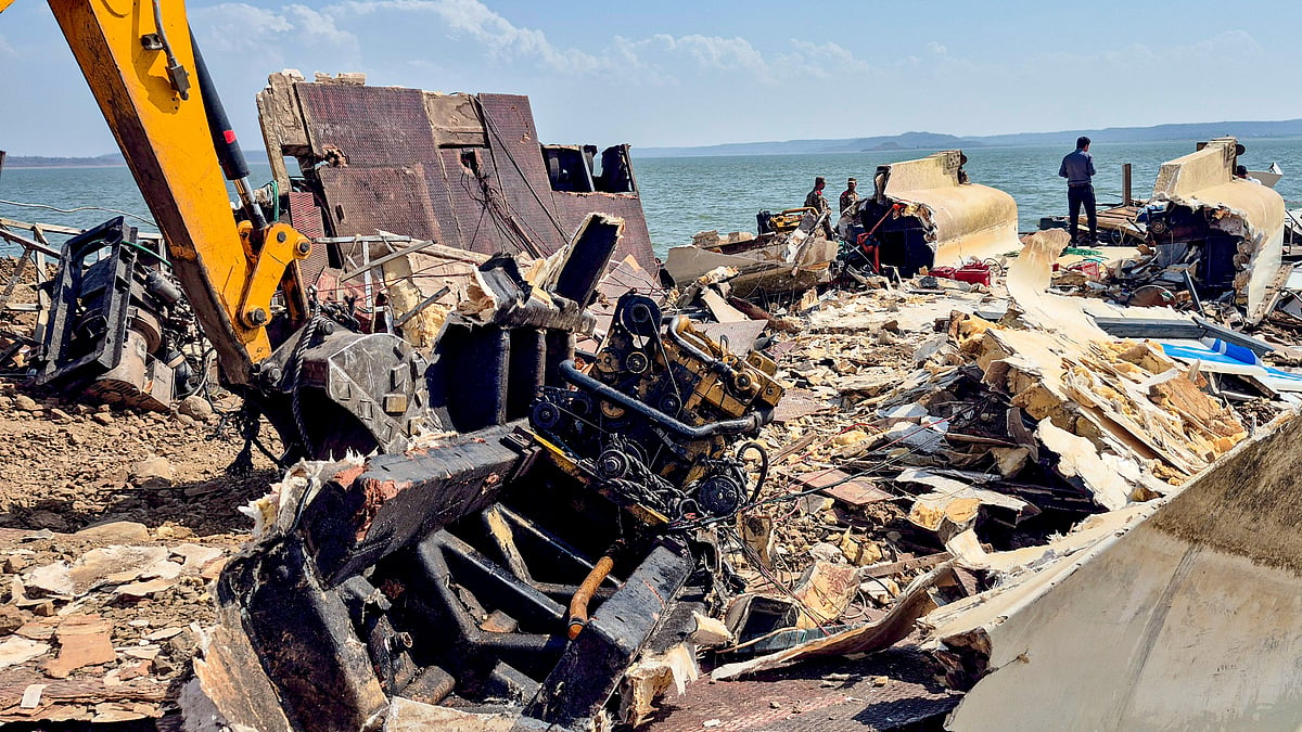 Rescue personnel conduct a search operation in Jabalpur.
