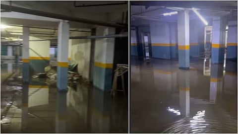 A Noida woman questioned premium housing facilities after her society's basement flooded.