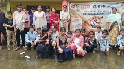 Women Tie Special Tiger Themed Rakhi to Forest Staff