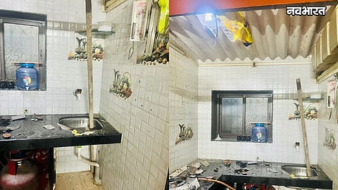 manpada construction building iron rod falls on chawl house thane news