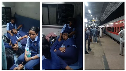 health officials examine sick children aboard Mangala Express