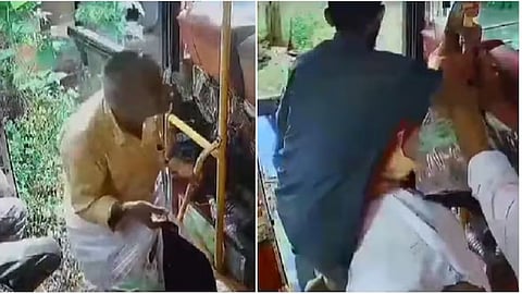 A Kerala bus cleaner's quick reflexes saved an elderly passenger from a potentially dangerous fall.