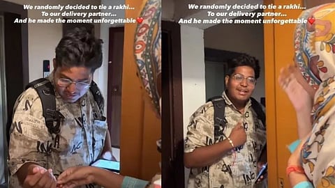 A delivery partner won hearts by accepting a Rakhi from a woman and giving her Rs 50 as a heartfelt Shagun.