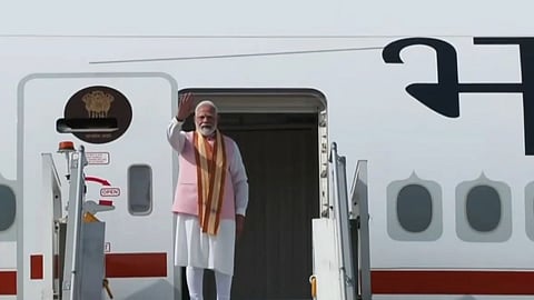PM Modi boarding flight for Uzbekistan and Kyrgyzstan bilateral visit 