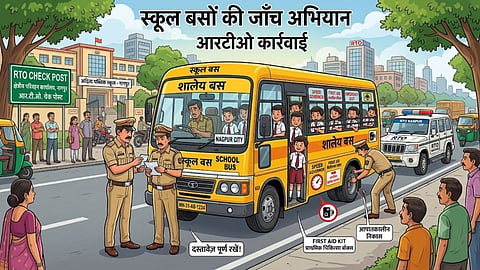 gondia school bus rto action fine