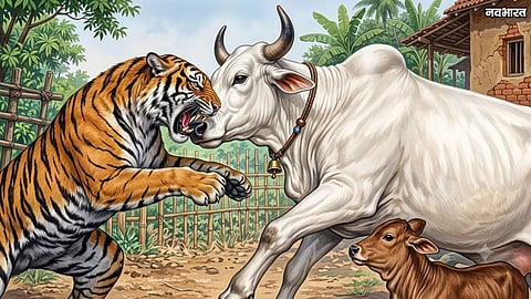Pregnant Cow Fights Tiger Attack And Survives In Chandrapur