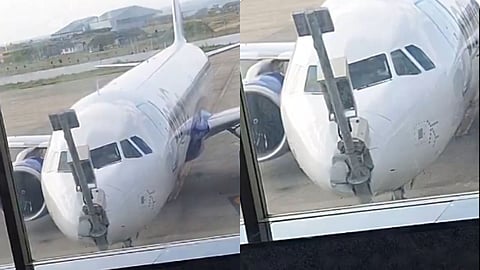 indigo flight hit pole at srinagar airport