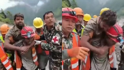 nepal flood 2 workers rescue