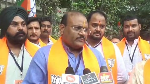 BJP Indore city president Sumit Mishra speaking at a political event