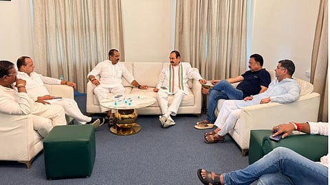 Congress delegation meets Indore Collector Shivam Verma to seek a venue for Rahul Gandhi program.