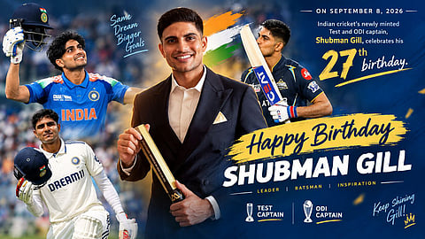 Indian cricketer Shubman Gill is celebrating his 27th birthday on September 8, 2026.