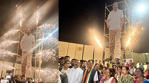Congress celebrates one lakh registrations for Rahul Gandhi Students Echo program in Indore.
