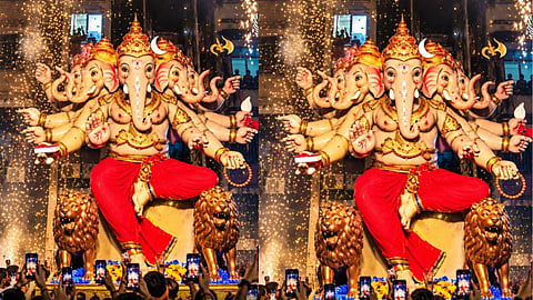 bhayandar ganesh idol accident jesal park 22 feet idol