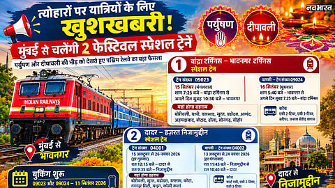 Mumbai Festival Special Trains Bhavnagar Nizamuddin