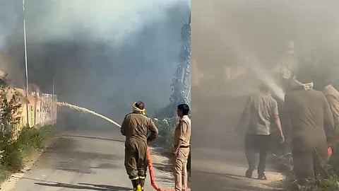 Mathura Tent Warehouse Fire Erupts Jaint, Firefighters Battle Flames  