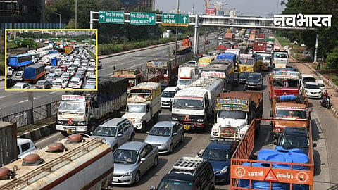 Long queue of vehicles