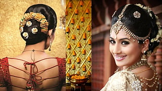 Hartalika teej hairstyle trendy hair styles for saree lehenga 