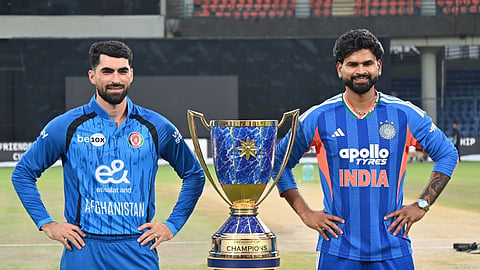 India-Afghanistan captains with trophy