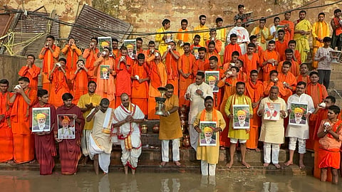 PM Modi Birthday 76 Batuks Perform Ganga Milk Abhishek in Varanasi