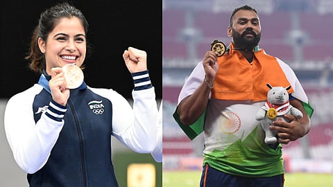 Manu Bhaker and Tajinderpal Singh Indian Flag Bearers