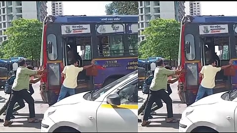 mira bhayander mbmt bus breakdown passengers push bus