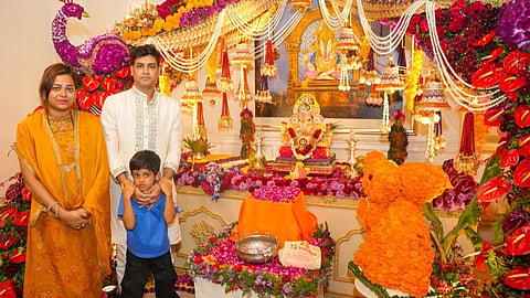 dr shrikant shinde returns from london performs ganpati puja at nandanvan