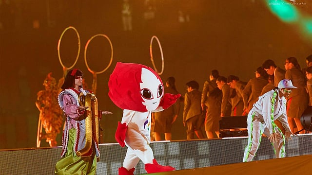Official mascot of the Aichi-Nagoya Games steps onto the stage