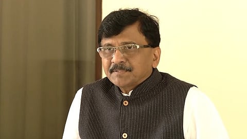 Sanjay Raut addressing a press conference.
