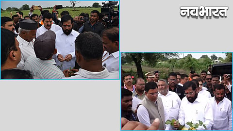 Eknath Shinde inspecting crops in the fields