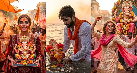Ganesh Visarjan AI Photo Create stunning Ganpati Visarjan photos prompts into the AI 