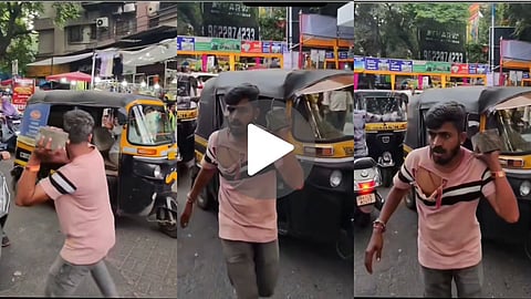 pune drunk youth attacks auto driver heavy stone viral video