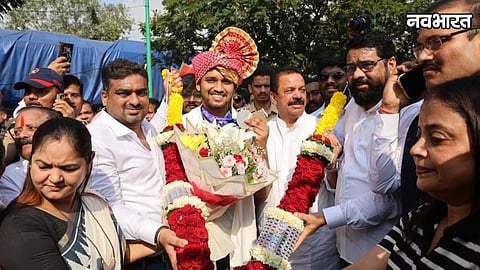 rudranksh patil two medals in asian games welcomed in thane