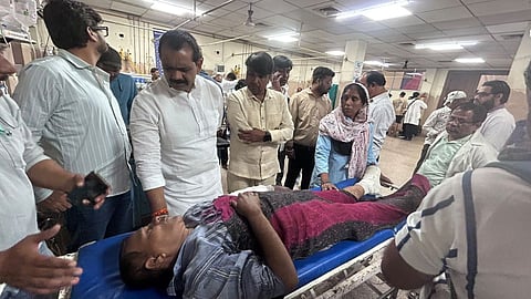 Congress president Chintu Chouksey raises questions over the Rajwada bus accident in Indore.