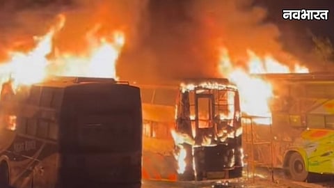 bhosari bus fire three travel buses gutted near roshan garden
