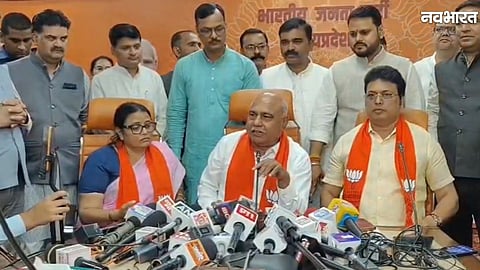 BJP state president Hemant Khandelwal and state in-charge Biplab Kumar Deb