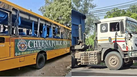 Kanpur School Bus Accident: Teacher Killed, Several Students Injured in Collision with Sand-Laden Dumper