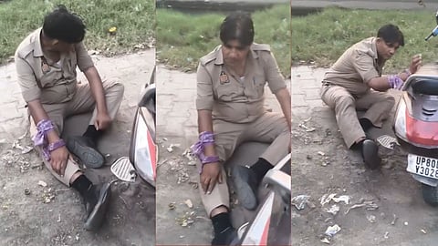 Agra Police Viral Video: Policeman Seen Lying on Ground in Uniform, Inquiry Awaited
