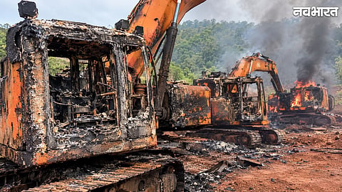Major Attack on Mine in Kanker, 3 Chain-Mounted Machines Torched; Threatening Leaflets Found at the Scene