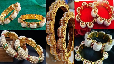 Pearl bangles karwa chauth jewellery traditional look.