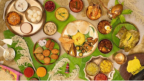 Durga puja bengali fish meat food culture.