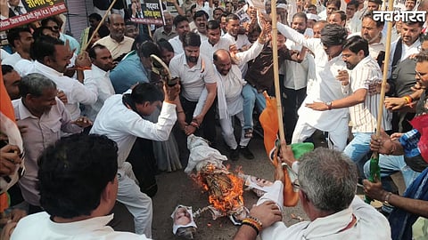 India Alliance workers hold a Vote Bachao Desh Bachao march in Morena